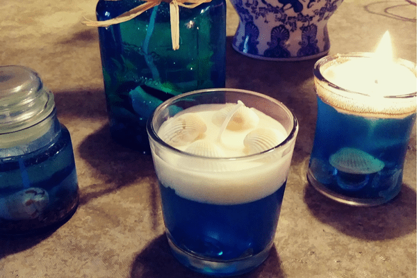 ocean beach-themed gel candles crafts for kids