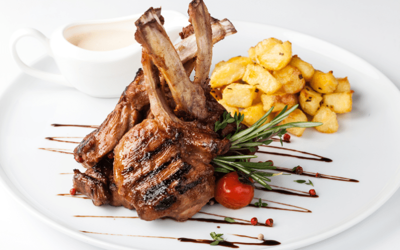 Dairy-free Healthy High-Protein Meals lamb chops with roasted root vegetables