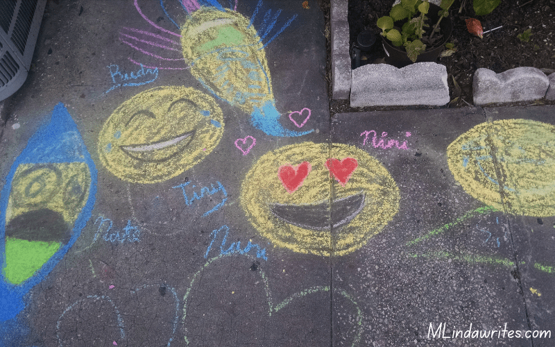 emoji's made out of chalk art