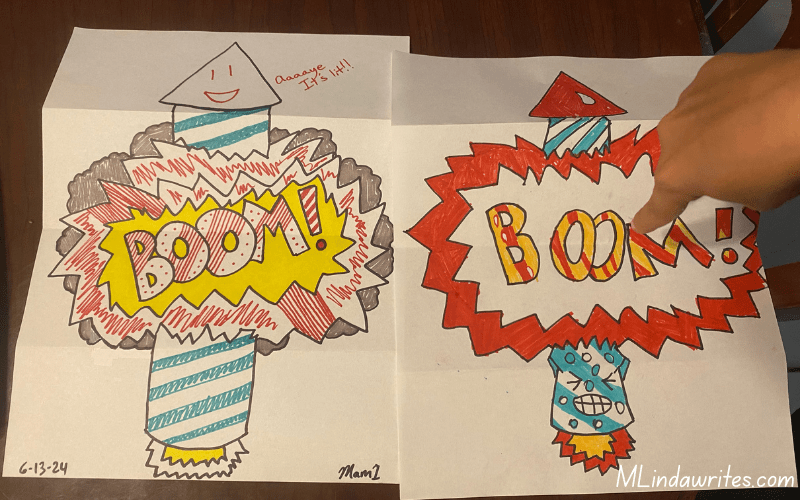 easy drawings for kids rocket that goes boom